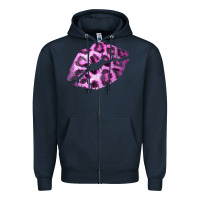 Navy Pink Leopard Lips Zipper Hoodie - Bettercallsaul