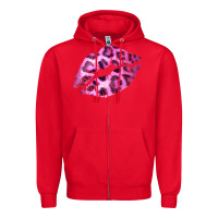 Red Pink Leopard Lips Zipper Hoodie - Bettercallsaul