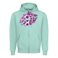 Seafoam Pink Leopard Lips Zipper Hoodie - Bettercallsaul