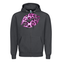 Smoke Pink Leopard Lips Zipper Hoodie - Bettercallsaul