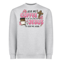 Heather Grey give me coffee jesus Heavyweight Sweatshirt - MaliasSmallBusiness