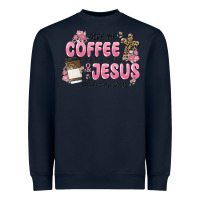 Navy give me coffee jesus Heavyweight Sweatshirt - MaliasSmallBusiness