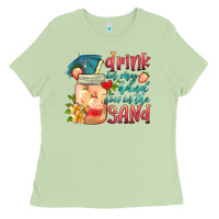 Matcha drink in my hand toes in the sand Ladies Tee - HRA Design Shop