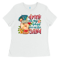 White drink in my hand toes in the sand Ladies Tee - HRA Design Shop