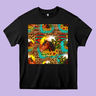 Desert Horse Seamless Patern Heavy Core Tee Designed By Hra Design Shop