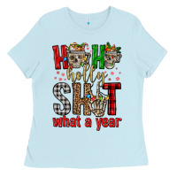 Baby Blue ho ho holly shit what a year Ladies Tee - FaDigitalArtStudio