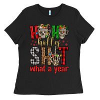 Black ho ho holly shit what a year Ladies Tee - FaDigitalArtStudio