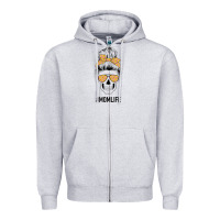 Heather Grey Yellow Flower on Pink Background Mom Skull Zipper Hoodie - Bettercallsaul