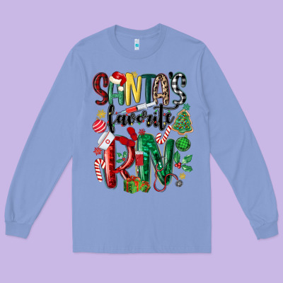 Santas Favorite Registered Nurse Long Sleeve Tee Designed By Maliassmallbusiness