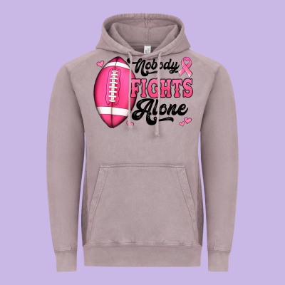 Nobody Fights Alone Pink Football Breast Cancer Awareness Vintage Hoodie Designed By Jasminsmagicworld