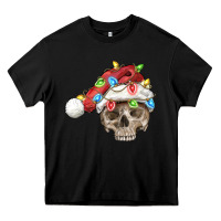 Black Christmas skull with santa hat Heavy Core Tee - FaDigitalArtStudio