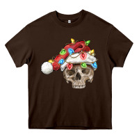 Christmas Skull With Santa Hat Heavy Core Tee | Teevron