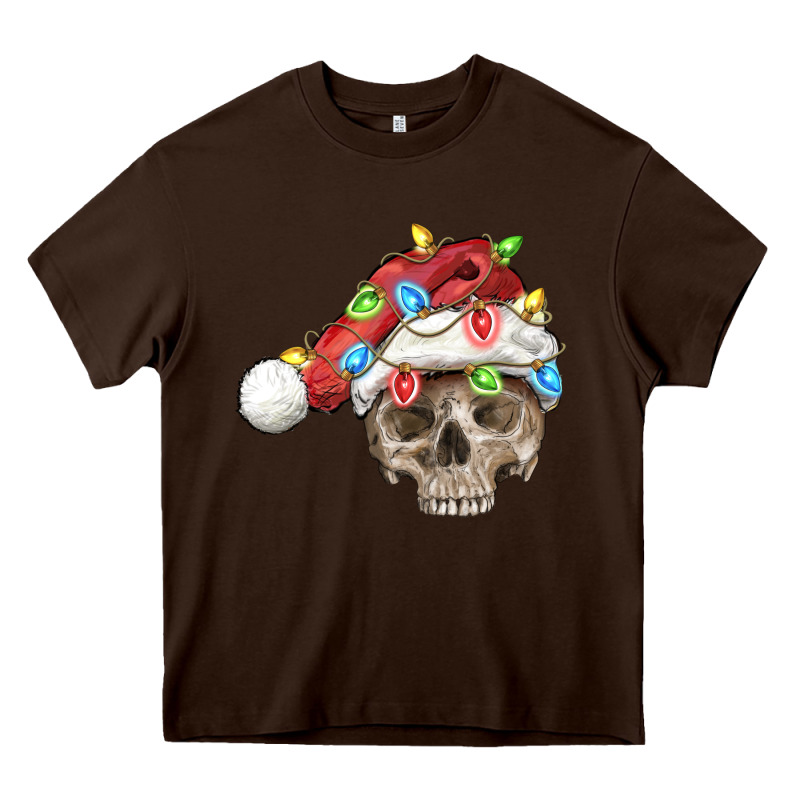 Christmas Skull With Santa Hat Heavy Core Tee by FaDigitalArtStudio | Teevron