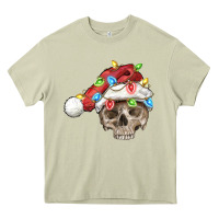 Mossy Christmas skull with santa hat Heavy Core Tee - FaDigitalArtStudio