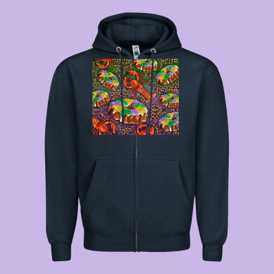 Mardi Gras King Cake And Crawfish Zipper Hoodie Designed By Ranaportraitstore