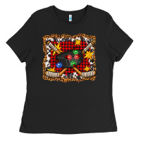 Black hockey christmas with lights and stars Ladies Tee - FaDigitalArtStudio