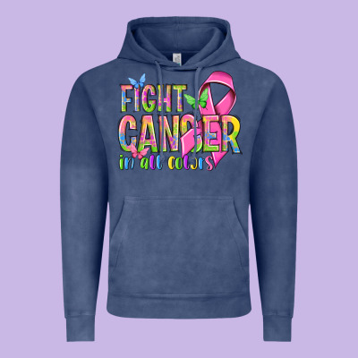 Fight Cancer In All Colors Vintage Hoodie Designed By Nancycooperartshop