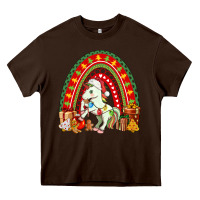 Chocolate Brown Christmas Unicorn Rainbow Heavy Core Tee - FaDigitalArtStudio
