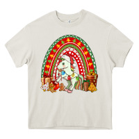 Cream Christmas Unicorn Rainbow Heavy Core Tee - FaDigitalArtStudio