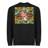 Black western cute cow with sunflower Heavyweight Sweatshirt - NancyCooperArtShop