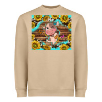 Mushroom western cute cow with sunflower Heavyweight Sweatshirt - NancyCooperArtShop
