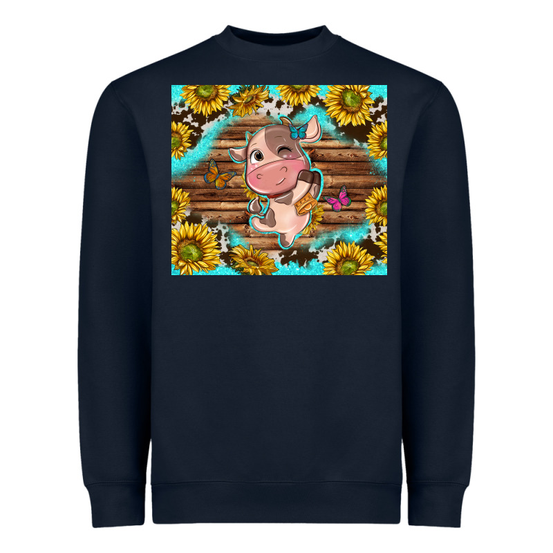 Western Cute Cow With Sunflower Heavyweight Sweatshirt by NancyCooperArtShop | Teevron