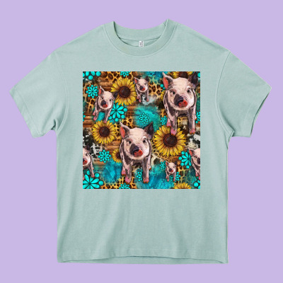 Cute Pig With Patches Seamless Pattern Heavy Core Tee Designed By Hra Design Shop