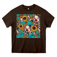 Chocolate Brown cute pig with patches seamless pattern Heavy Core Tee - HRA Design Shop