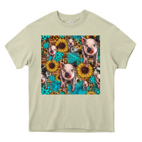 Mossy cute pig with patches seamless pattern Heavy Core Tee - HRA Design Shop