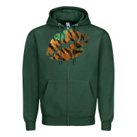 Sports Green Tiger Lips Zipper Hoodie - Bettercallsaul