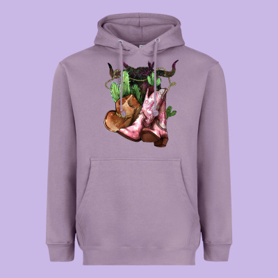 Cowgirl Boots Hat Horns Cactus Heavyweight Hoodie Designed By Howdyjamesfarm