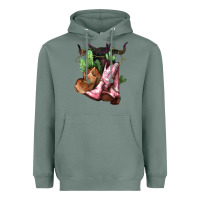 Sage Cowgirl boots hat horns cactus Heavyweight Hoodie - HowdyJamesFarm