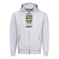 Heather Grey Glitter Patterned Leopard Mom Skull Zipper Hoodie - Bettercallsaul