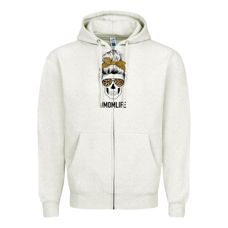 Glitter Patterned Leopard Mom Skull Zipper Hoodie by Bettercallsaul | Teevron