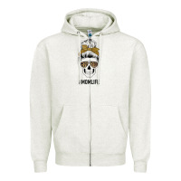 Oatmeal Heather Glitter Patterned Leopard Mom Skull Zipper Hoodie - Bettercallsaul