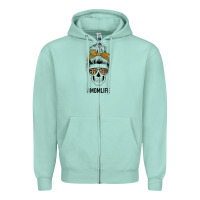 Seafoam Glitter Patterned Leopard Mom Skull Zipper Hoodie - Bettercallsaul