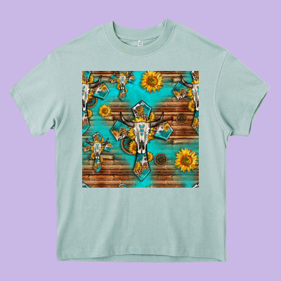 Bull Skull Cross Seamless Pattern Heavy Core Tee Designed By Hra Design Shop