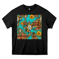 Black bull skull cross seamless pattern Heavy Core Tee - HRA Design Shop