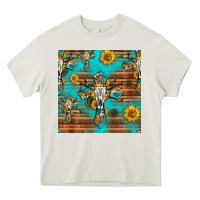 Cream bull skull cross seamless pattern Heavy Core Tee - HRA Design Shop