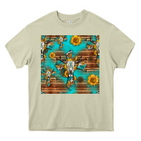 Mossy bull skull cross seamless pattern Heavy Core Tee - HRA Design Shop