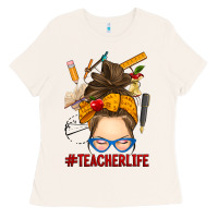 Bone messy bun teacher life Ladies Tee - RanaPortraitStore