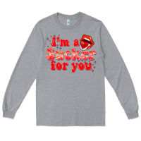 Heather Grey im a sucker for you valentines the day Long Sleeve Tee - NancyCooperArtShop