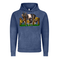 Vintage Denim Western Mom With Hampshire Pig And Baby Pig Vintage Hoodie - LillyAllenDesigns