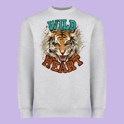Wild Heart Tiger College Western Heavyweight Sweatshirt Designed By Nancycooperartshop