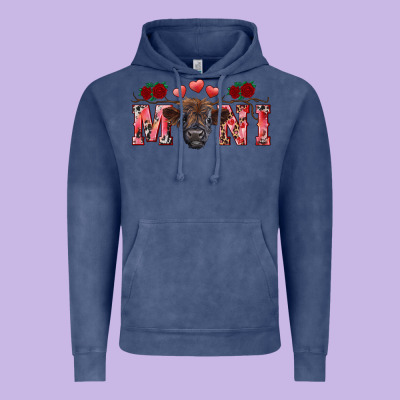 Valentine's Day Mini Black Highland Calf Vintage Hoodie Designed By Ranaportraitstore