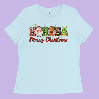Hohoho Merry Christmas Santa Coffee Cup Tree Cooki Ladies Tee Designed By Fadigitalartstudio