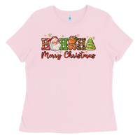 Bubblegum Pink hohoho merry christmas santa coffee cup tree cooki Ladies Tee - FaDigitalArtStudio