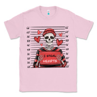Bubblegum Pink i steal hearts skeleton valentine's day Classic Tee - MaliasSmallBusiness