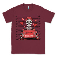 Burgundy i steal hearts skeleton valentine's day Classic Tee - MaliasSmallBusiness
