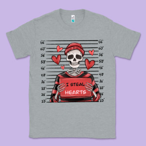 I Steal Hearts Skeleton Valentine's Day Classic Tee Designed By Maliassmallbusiness